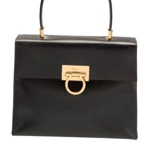 Salvatore Ferragamo Black Purse with Gold Accents